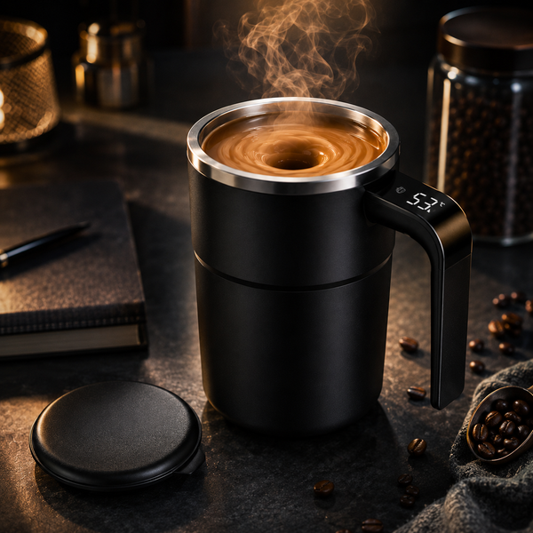 Automatic Self Stirring Magnetic Mug with Digital temperature display