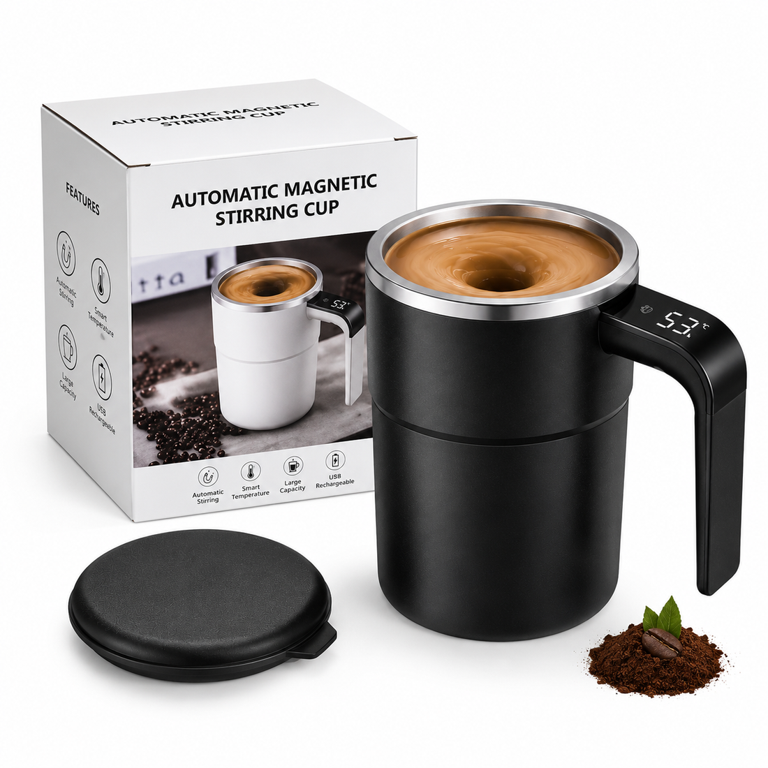 Automatic Self Stirring Magnetic Mug with Digital temperature display